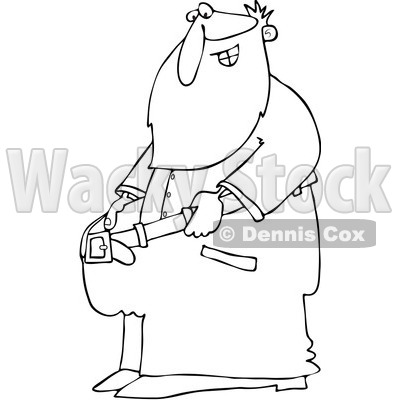 Clipart Outlined Fit Santa Holding Out His Big Pants After Losing Weight - Royalty Free Vector Illustration © djart #1088038