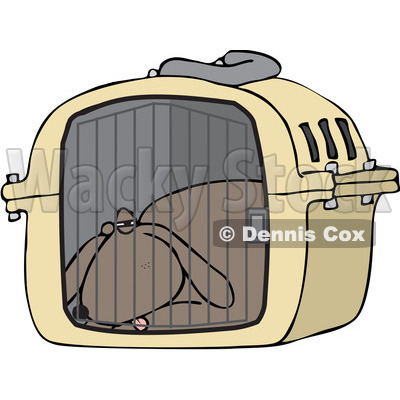 Clipart Tired Dog Drugged Up In A Pet Carrier - Royalty Free Vector Illustration © djart #1100030