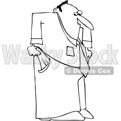 Clipart Outlined Businessman With Empty Pockets - Royalty Free Vector Illustration © djart #1101693
