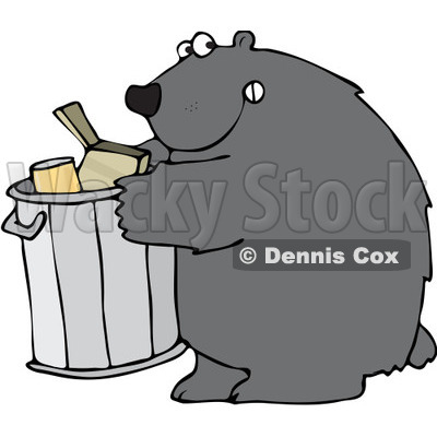 Clipart Bear Getting Into A Garbage Can - Royalty Free Vector Illustration © djart #1101695