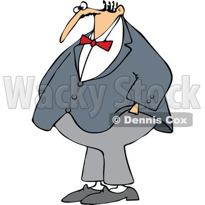 Clipart Chubby Man Wearing A Bowtie And Standing With His Hands In His Pockets - Royalty Free Vector Illustration © djart #1107615