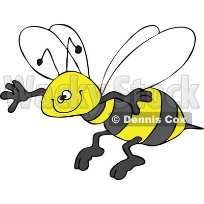 Clipart Happy Honey Bee Grinning And Flying - Royalty Free Vector Illustration © djart #1109307