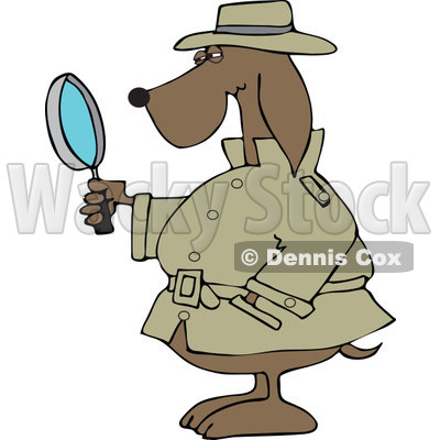 Clipart Private Detective Dog Using A Magnifying Glass - Royalty Free Vector Illustration © djart #1111311