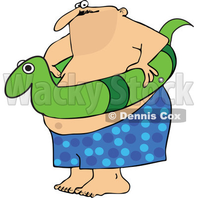 Clipart Chubby Man With A Snake Inner Tube - Royalty Free Vector Illustration © djart #1111982