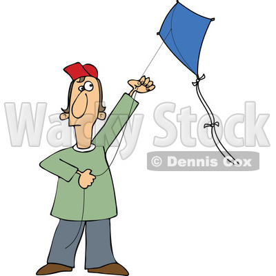 Clipart Guy Flying A Kite - Royalty Free Vector Illustration © djart #1112785
