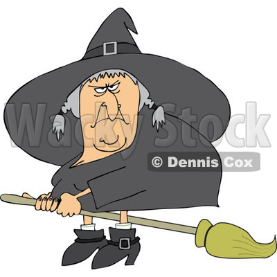 Clipart Mean Ugly Witch Flying On A Broom - Royalty Free Vector Illustration © djart #1114221