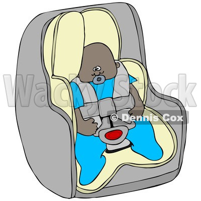 Cartoon Of An African American Baby Boy In A Car Seat - Royalty Free Clipart © djart #1119534