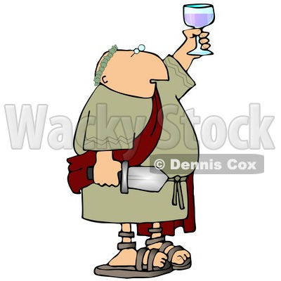 Roman Soldier Toasting With a Glass of Wine and Holding a Sword Clipart Picture © djart #11248