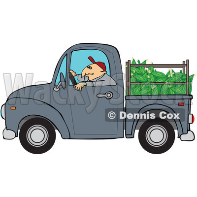 Cartoon Of A Farmer Driving A Truck With Corn In The Bed - Royalty Free Vector Clipart © djart #1127095