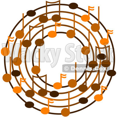 Cartoon Of A Ring Or Wreath Of Brown Music Notes - Royalty Free Vector Clipart © djart #1127119