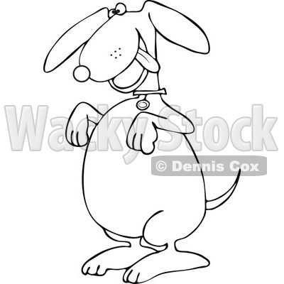Cartoon of an Outlined Begging Dog - Royalty Free Vector Clipart © djart #1160523