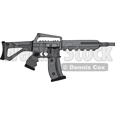 Cartoon of a Black Semi Automatic Assault Rifle with a Clip - Royalty Free Vector Clipart © djart #1160709