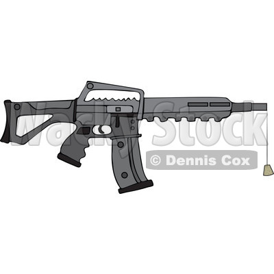 Cartoon of a Black Semi Automatic Assault Rifle with a Clip and a Cork - Royalty Free Vector Clipart © djart #1160720