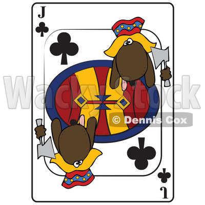 Cartoon of a Dog Jack Club Playing Card - Royalty Free Vector Clipart © djart #1162302