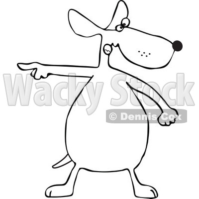 Cartoon of an Outlined Dog Standing and Pointing - Royalty Free Vector Clipart © djart #1168031