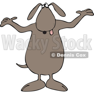 Cartoon of a Brown Dog Standing and Shrugging - Royalty Free Vector Clipart © djart #1168034