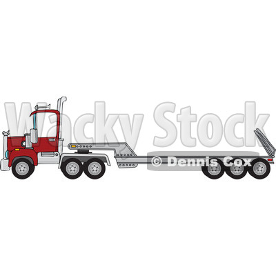 Cartoon of a Low Boy Big Rig Truck - Royalty Free Vector Clipart © djart #1168035