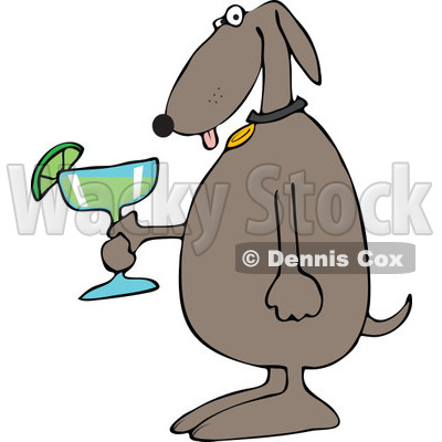 Cartoon of a Dog Holding a Margarita - Royalty Free Vector Clipart © djart #1168915