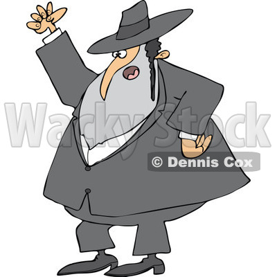 Cartoon of a Mad Rabbi Waving a Fist in the Air - Royalty Free Vector Clipart © djart #1171666