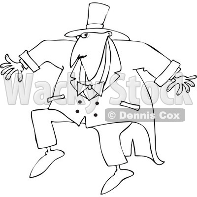 Cartoon of an Outlined Sneaky Circus Ring Master Man - Royalty Free Vector Clipart © djart #1182615