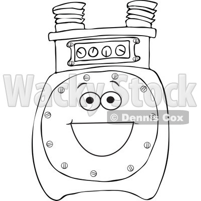 Cartoon of an Outlined Gas Meter Mascot - Royalty Free Vector Clipart © djart #1184724
