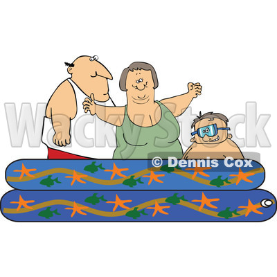 Cartoon of a Happy Family Playing in a Pool - Royalty Free Vector Clipart © djart #1194640