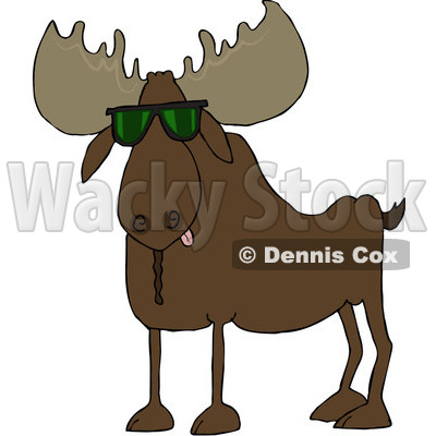 Cartoon of a Cool Moose Wearing Sunglasses - Royalty Free Vector Clipart © djart #1195063
