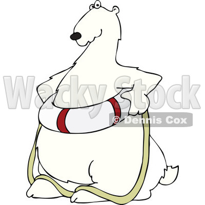 Cartoon of a Poar Bear Wearing a Life Preserver Buoy - Royalty Free Vector Clipart © djart #1196163