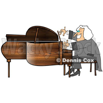 Cartoon of a Happy Smiling Classical Music Composer Playing a Piano - Royalty Free Clipart © djart #1197989