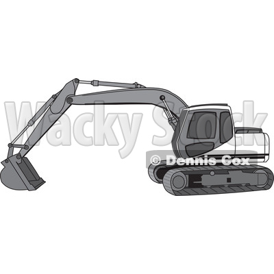 Cartoon of a Gray Trackhoe Excavator - Royalty Free Vector Clipart © djart #1199898