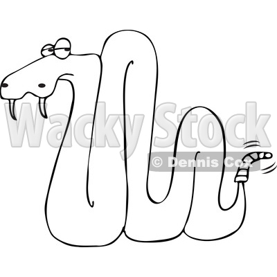 Cartoon of an Outlined Rattlesnake - Royalty Free Vector Clipart © djart #1201293