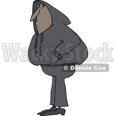 Cartoon of a Black Man Wearing a Hoodie Sweater - Royalty Free Vector Clipart © djart #1203373