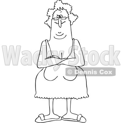 Clipart of an Outlined Senior Woman with Her Breasts Hanging Low - Royalty Free Vector Illustration © djart #1221468