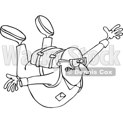Clipart of a Nervous Guy Falling While Sky Diving - Royalty Free Vector Illustration © djart #1222714