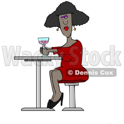 Clipart of a Black Lady Drinking a Cocktail at a Table - Royalty Free Illustration © djart #1224156