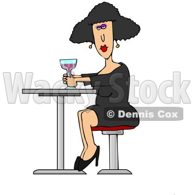 Clipart of a White Lady Drinking a Cocktail at a Table - Royalty Free Illustration © djart #1224157