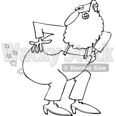Clipart of an Outlined Santa Farting - Royalty Free Vector Illustration © djart #1224447
