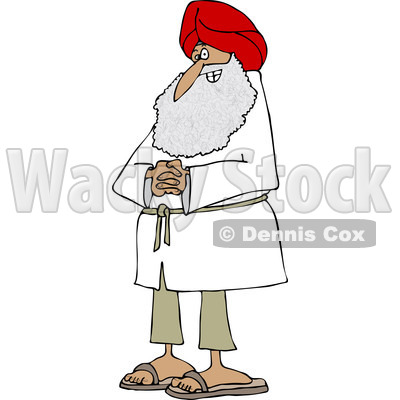 Clipart of a Happy Sikh with Clasped Hands - Royalty Free Vector Illustration © djart #1227454
