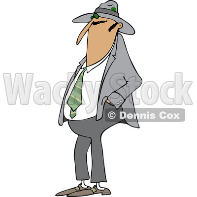 Clipart of a Man Wearing a Fedora Hat - Royalty Free Vector Illustration © djart #1227604