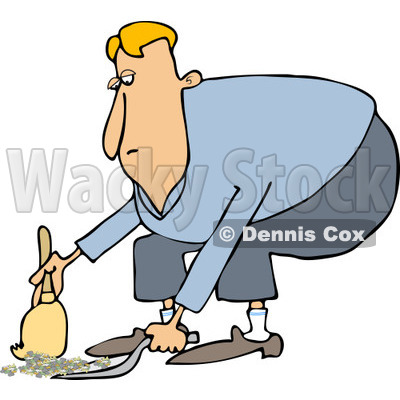 Clipart of a Caucasian Man Using a Dustpan and Hand Broom - Royalty Free Vector Illustration © djart #1229574