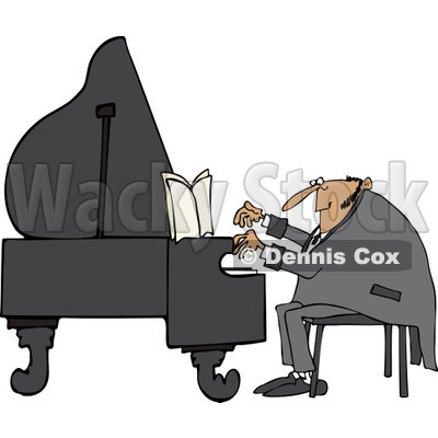 Clipart of a White Pianist Man Playing Music - Royalty Free Vector Illustration © djart #1230194