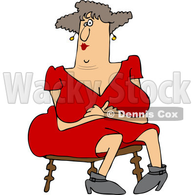 Clipart of a Sitting Caucasian Woman with Large Breasts - Royalty Free Vector Illustration © djart #1235309