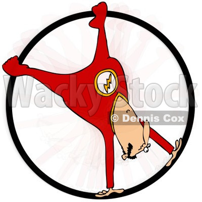 Clipart of a Circus Acrobatic Man Spinning Upside down in a Cyr Wheel - Royalty Free Illustration © djart #1237201