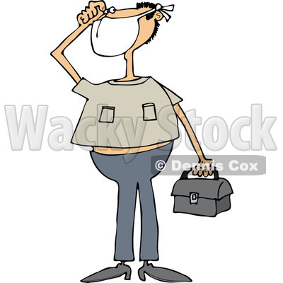 Clipart of a White Man Wearing a Mask and Holding a Bag - Royalty Free Vector Illustration © djart #1237205