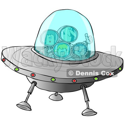 Clipart of a Family of Astronauts Flying a UFO Spaceship - Royalty Free Illustration © djart #1239291