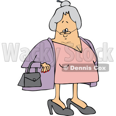 Clipart of a Caucasian Senior Lady with Her Hair in a Bun - Royalty Free Vector Illustration © djart #1241027