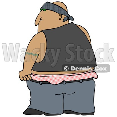 Clipart of a Rear View of a Hispanic Gang Banger with Low Pants - Royalty Free Illustration © djart #1242878