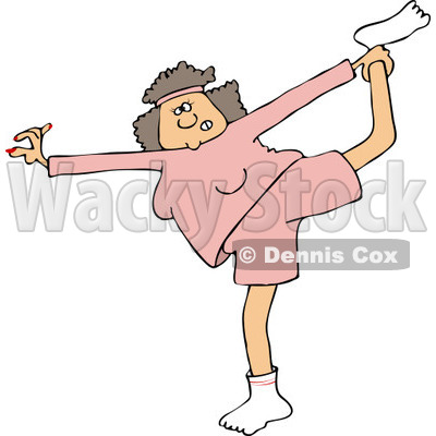 Clipart of a Chubby White Woman Stretching or Doing Yoga - Royalty Free Vector Illustration © djart #1243204