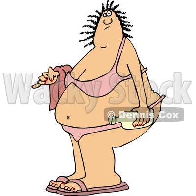 Clipart of a Fat White Woman in a Bikini - Royalty Free Vector Illustration © djart #1261822
