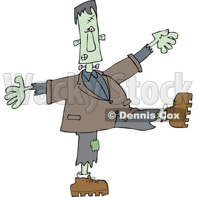 Clipart of a Halloween Frankenstein Dancing - Royalty Free Vector Illustration © djart #1267144